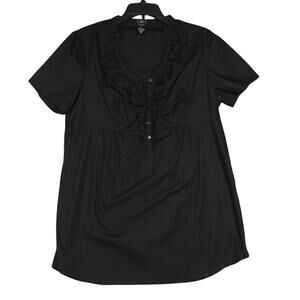 Ellos Women's‎ black knit shirt dress with Ruffle Size M